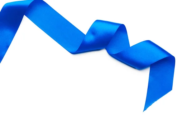 Beautiful Blue Ribbon White Background — Stock Photo, Image