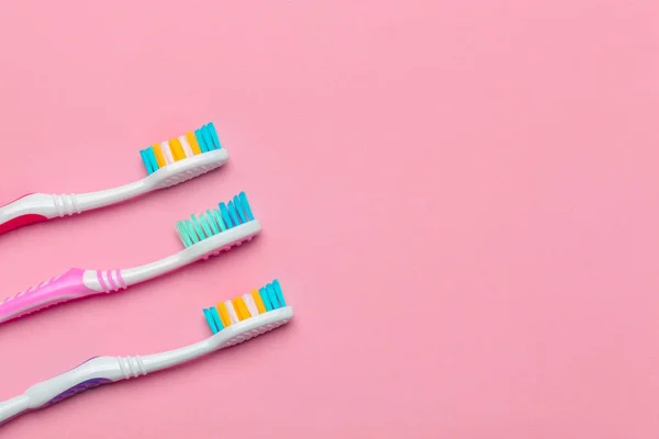 Toothbrushes Pink Background — Stock Photo, Image