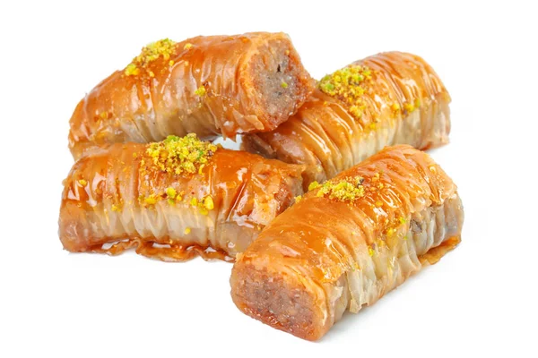 Turecký Ramadánský Dezert Baklava Izolovaný Bílém — Stock fotografie