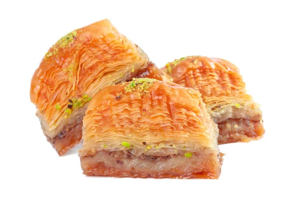 Türk Ramazan Tatlısı Baklava Beyazı Izole Etti — Stok fotoğraf