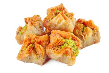Türk Ramazan Tatlısı Baklava beyazı izole etti