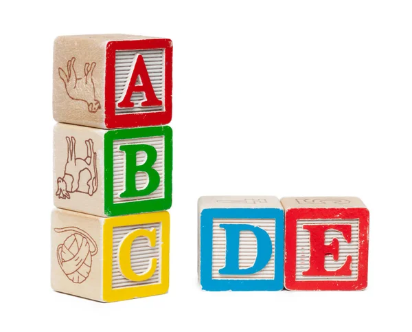 Blocs Alphabet Bois Isolés Sur Fond Blanc — Photo