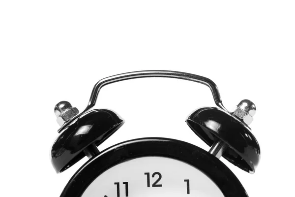 Relógio Alarme Preto Isolado Branco — Fotografia de Stock