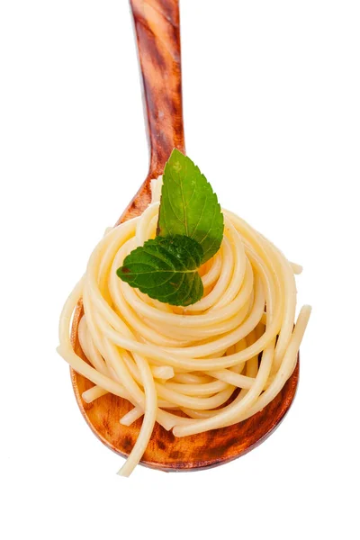 Schüssel Spaghetti Isoliert Auf Weißem Hintergrund — Stockfoto