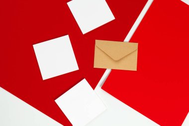 Fotoğraf. Marka kimliği şablonu. Grafik tasarımcıları sunumları ve portföyleri için. Kırmızı ve beyaz