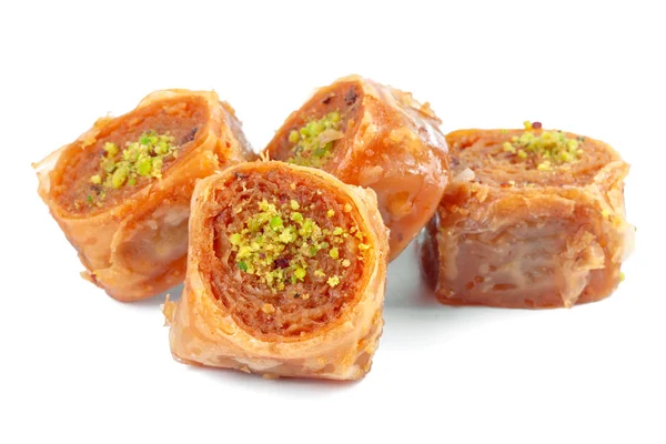 Türk Ramazan Tatlısı Baklava Beyazı Izole Etti — Stok fotoğraf