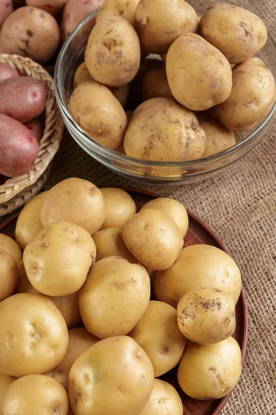 Fresh raw potatoes close up
