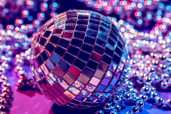Party Fények Disco Labdát Közelről Diszkókoncepció — Stock Fotó