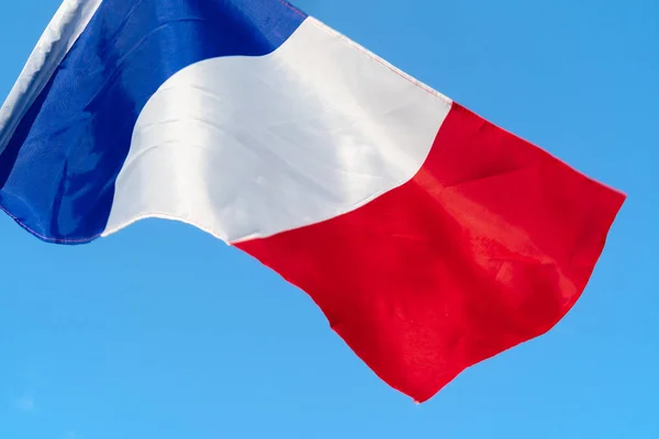 Vlag Van Frankrijk Zwaaiende Wind Lucht — Stockfoto