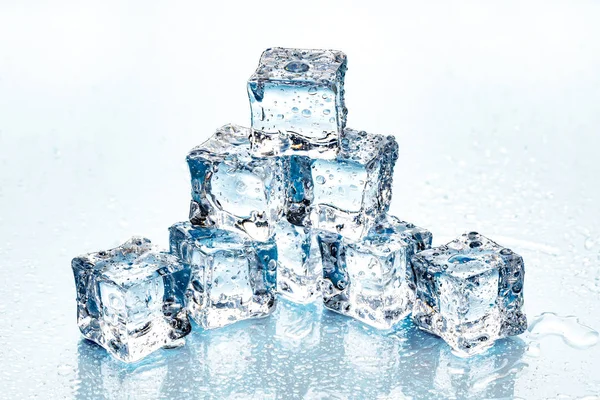 Kostky Ledu Modrém Pozadí — Stock fotografie