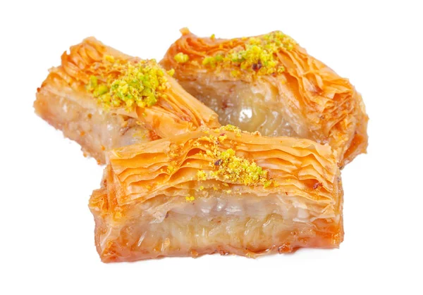 Türk Ramazan Tatlısı Baklava Beyazı Izole Etti — Stok fotoğraf