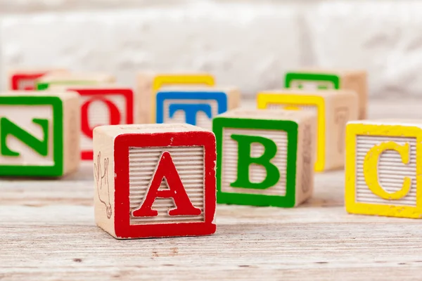 Houten Speelgoed Blokken Met Tekst Abc — Stockfoto