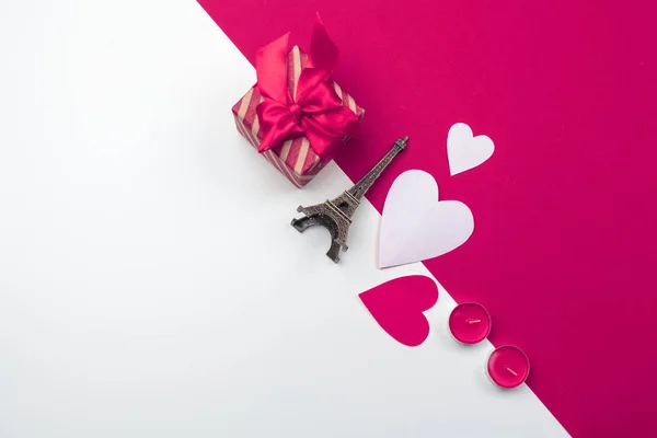 Pudełko Prezent Czerwone Papierowe Serce Walentynki Absctract Symbol Miłości Kopiuj — Zdjęcie stockowe