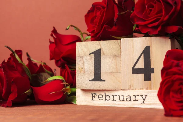 Şubat Sevgililer Günü Için Takvim Süslemeler — Stok fotoğraf