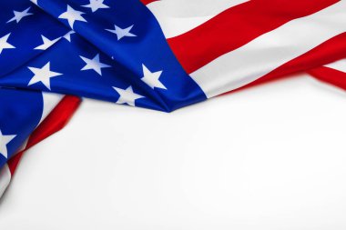Beyaz arka planda izole Amerikan bayrağı Amerika Birleşik Devletleri