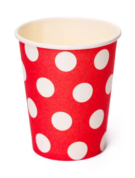 Group Cardboard Disposable Red Dotted Cups Isolated — Stock Photo, Image