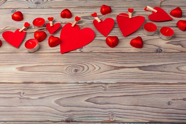 Día San Valentín Corazón Rojo Madera Vieja Fondo Vacaciones — Foto de Stock