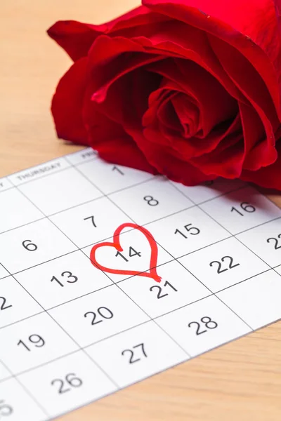Kalender Mit Roter Markierung Februar Valentinstag Konzept — Stockfoto