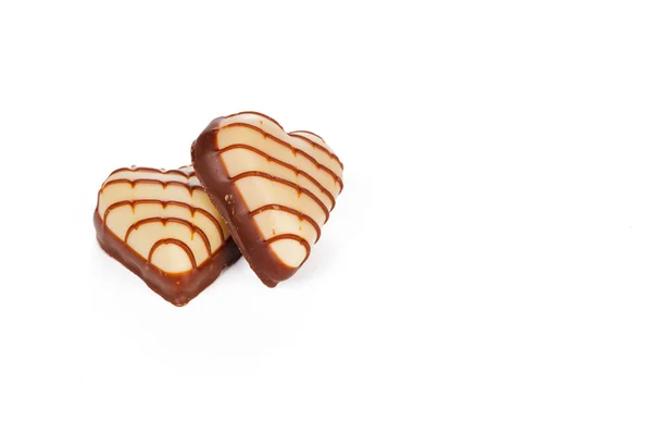 Chocolate Hearts Isolated White — Stock Photo, Image