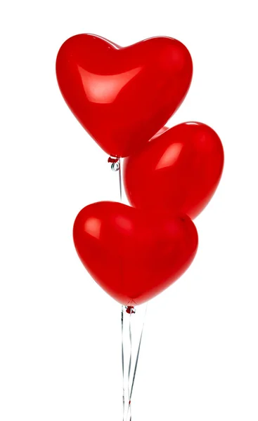 Luftballons Bündel Roter Herzförmiger Folienballons — Stockfoto
