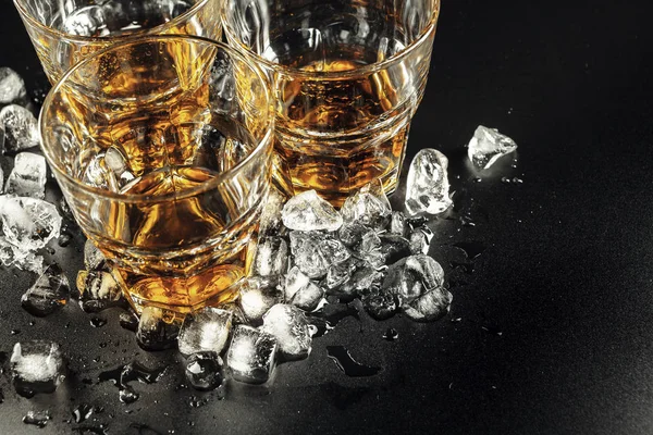 Whisky Led Rustikálním Dřevě Pozadí — Stock fotografie