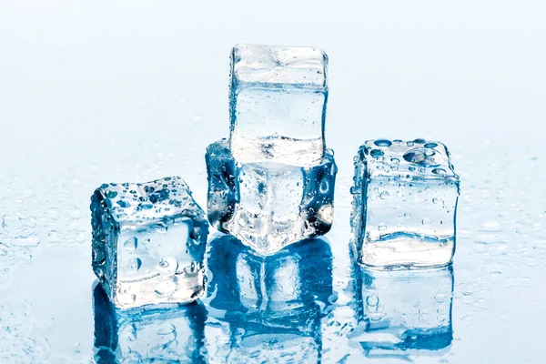 ice cubes on white background.