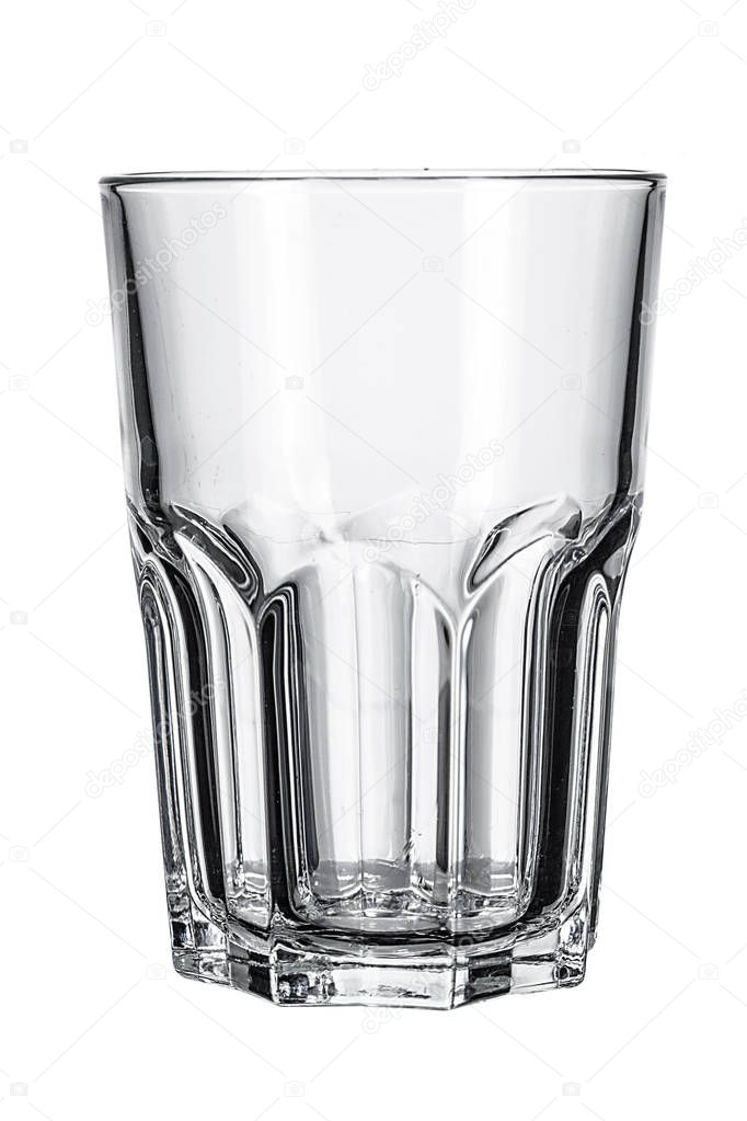 empty water glass on white background