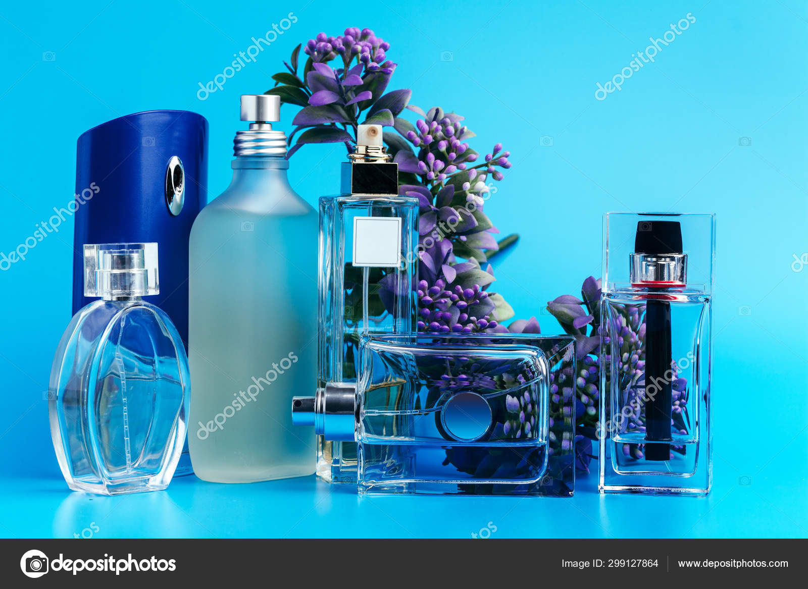 light blue perfume bottle