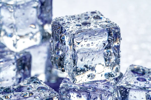 Cubitos Hielo Sobre Fondo Azul —  Fotos de Stock