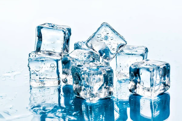 ice cubes on white background.