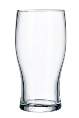 Boş bira bardağı. Beyaz arkaplanda izole