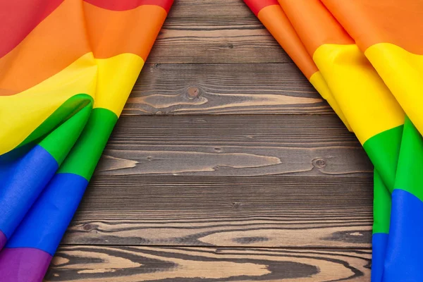 Gay Pride Flag Wooden Table Shot Studio — Stock Photo, Image