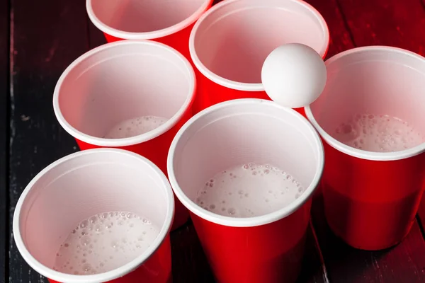 Cups for game Beer Pong on the table