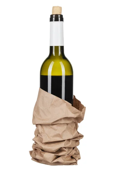 Κρασί Και Ένα Μπουκάλι Απομονωμένο Λευκό Φόντο — Φωτογραφία Αρχείου