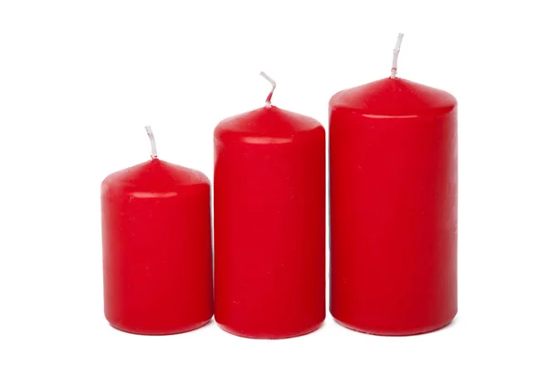 Uma Seleção Velas Vermelhas Fundo Branco — Fotografia de Stock