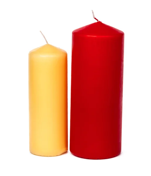 Verschillende Grootte Kleuren Kaarsen Geïsoleerd Een Witte Achtergrond — Stockfoto
