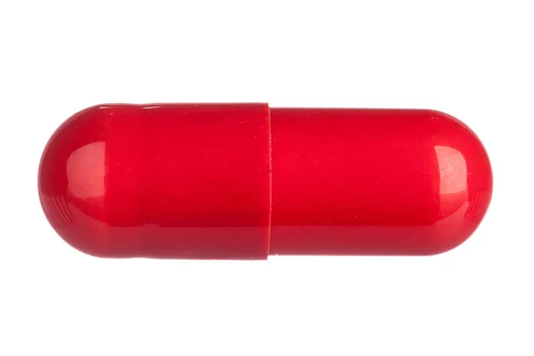 Rode Pillen Geïsoleerd Wit — Stockfoto