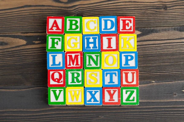 Alphabet Blocs Abc Sur Table Bois — Photo