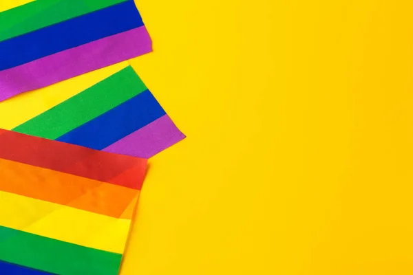 Ljus Regnbåge Gay Flagga Uppifrån Med Utrymme För Text — Stockfoto