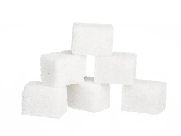 Cubos Azúcar Aislados Sobre Fondo Blanco — Foto de Stock