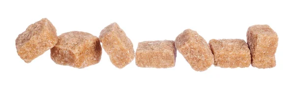 Brązowe Kostki Cukru Izolowane Białym Tle — Zdjęcie stockowe