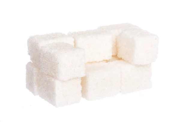 Cubos Açúcar Isolados Sobre Fundo Branco — Fotografia de Stock