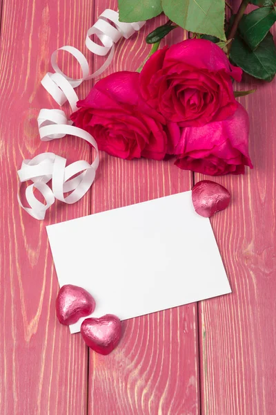 Red Rose Blank Gift Card Text — Stock Photo, Image