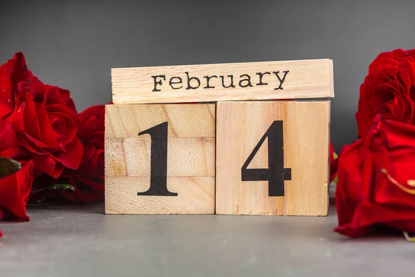 Febrero Sobre Calendario Las Decoraciones Para Día San Valentín —  Fotos de Stock