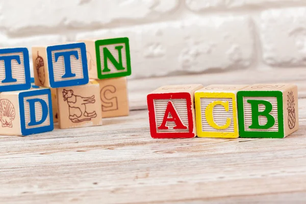 Houten Speelgoed Blokken Met Tekst Acb — Stockfoto