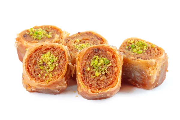 Turecký Ramadánský Dezert Baklava Izolovaný Bílém — Stock fotografie