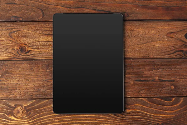 Digitale Tablet Houten Tafel — Stockfoto