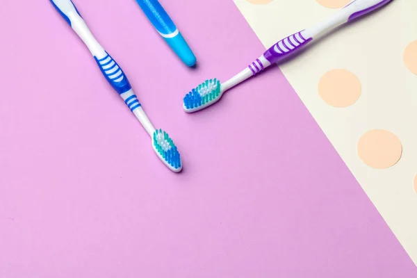 Toothbrushes Pink Background — Stock Photo, Image