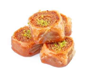 Türk Ramazan Tatlısı Baklava beyazı izole etti