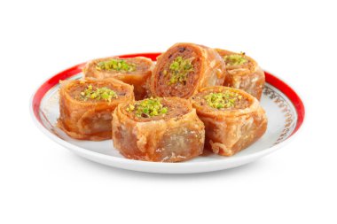 Türk Ramazan Tatlısı Baklava beyazı izole etti